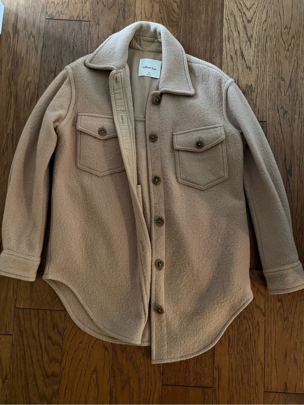Aritzia Teddy Shacket in Light Tan